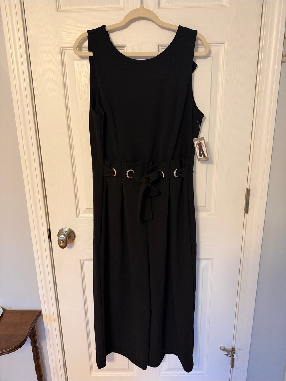 Spense Black Wide-Leg Jumpsuit with Ring-Detail Waist
